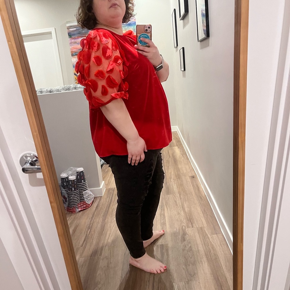 SHEIN Scarlet Puff Sleeve Blouse